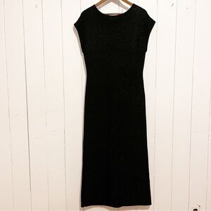 Medici Casual Vintage Black and Silver Sparkle Knit Dress. Cap Sleeve. Size XL.